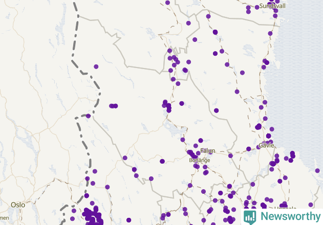 Karta över Dalarnas län