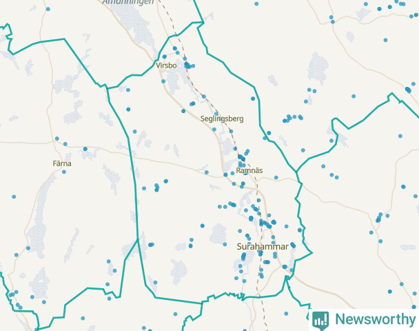 Karta över Surahammars kommun