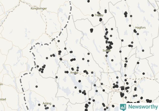Karta över Arvika kommun