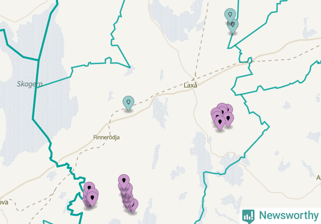 Karta över vindkraftverk i Laxå kommun
