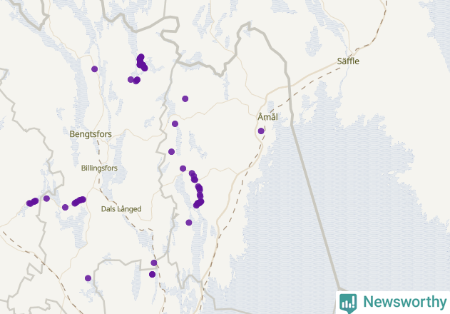 Karta över Åmåls kommun