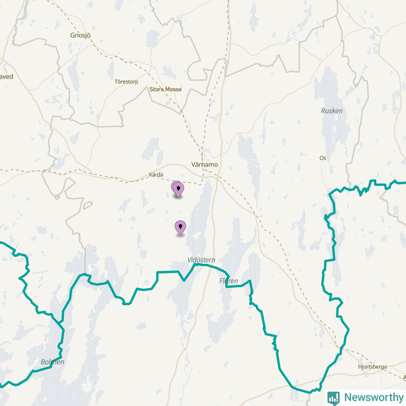 Karta över vindkraftverk i Värnamo kommun