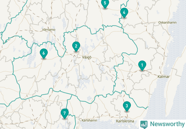 Karta över Lessebo kommun