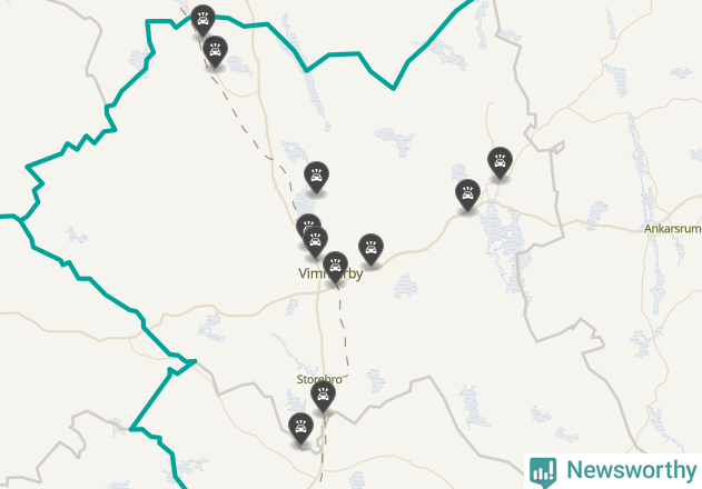 Karta över viltolyckor i Vimmerby kommun