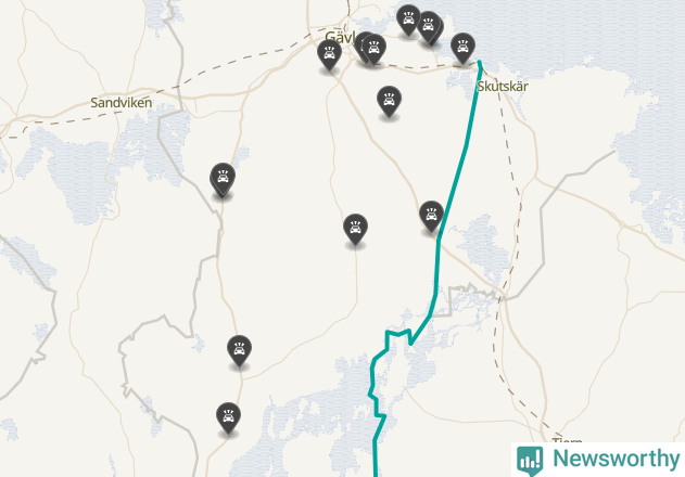 Karta över viltolyckor i Gävle kommun