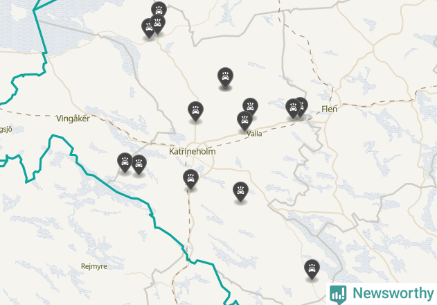 Karta över viltolyckor i Katrineholms kommun