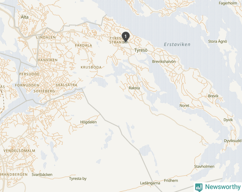 Karta över Tyresö kommun