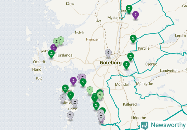 Karta över Göteborgs kommun