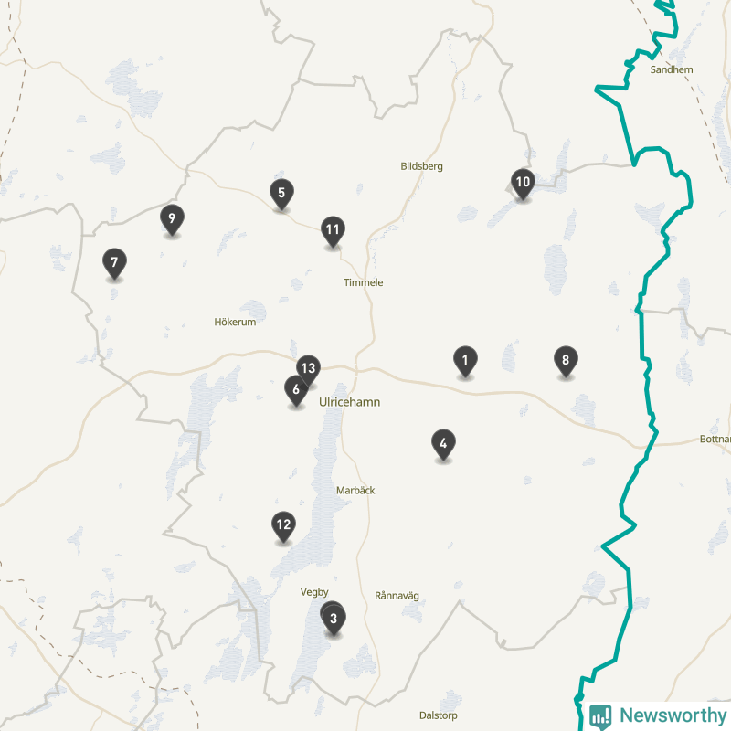 Karta över Ulricehamns kommun