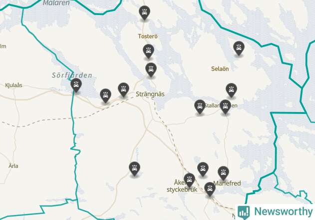 Karta över viltolyckor i Strängnäs kommun