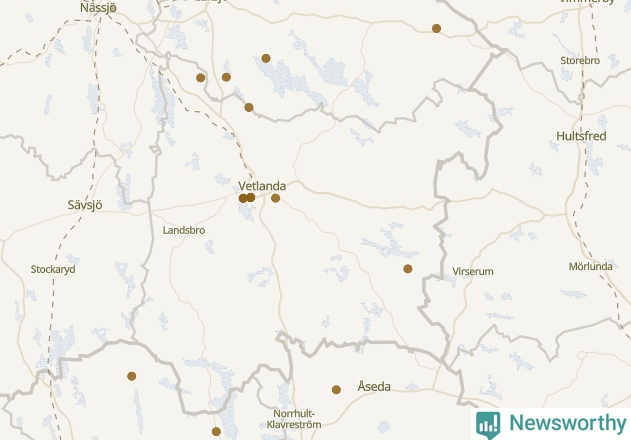 Karta över Vetlanda kommun