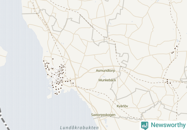 Karta över Landskrona kommun