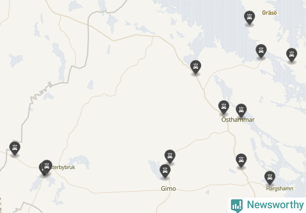 Karta över viltolyckor i Östhammars kommun