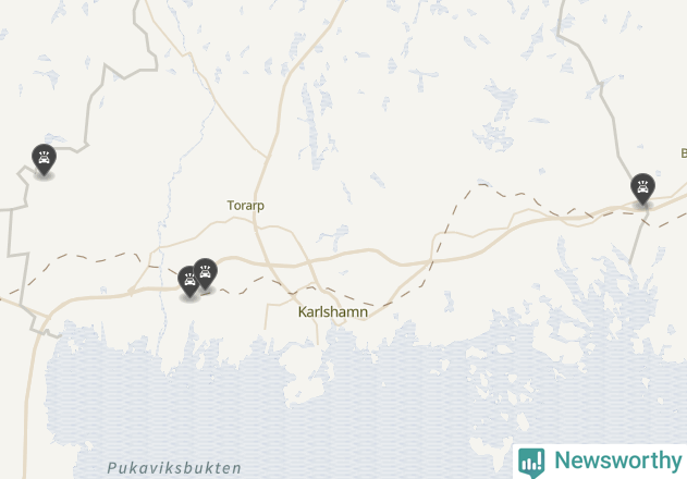 Karta över viltolyckor i Karlshamns kommun