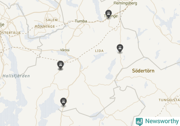 Karta över viltolyckor i Botkyrka kommun