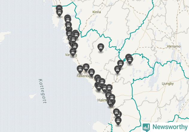 Karta över Hallands län