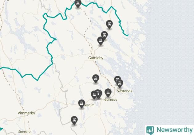 Karta över viltolyckor i Västerviks kommun