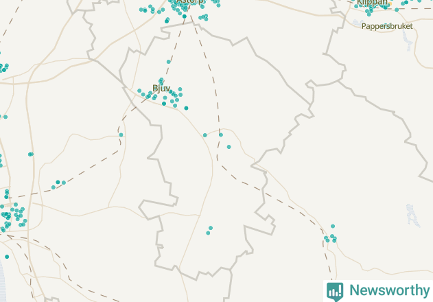 Karta över Bjuvs kommun