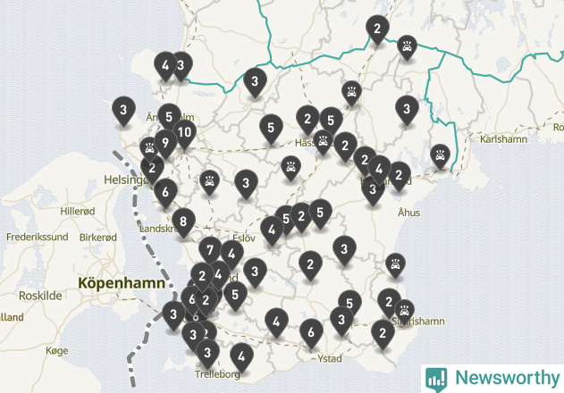 Karta över Skåne län