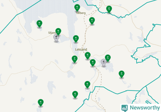 Karta över Leksands kommun