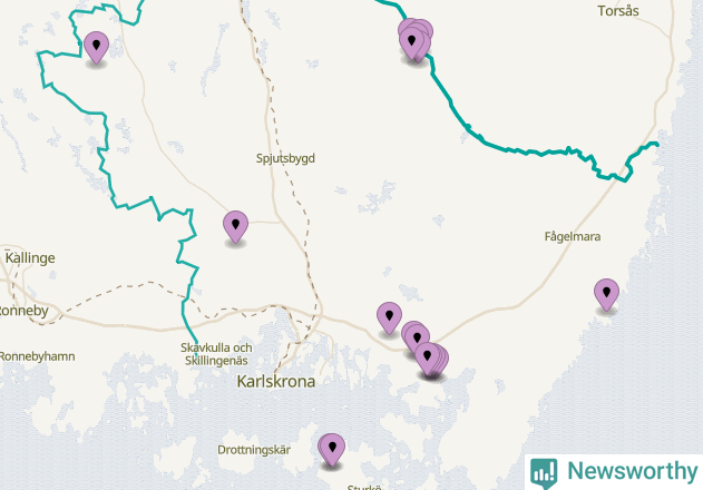 Karta över vindkraftverk i Karlskrona kommun