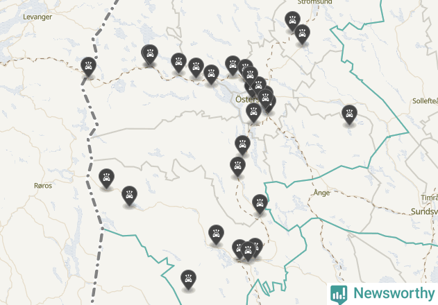 Karta över Jämtlands län