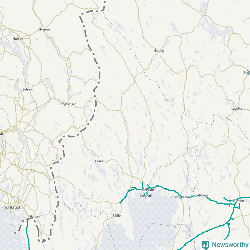 Karta som visas var lastbilarna får köra i Värmlands län