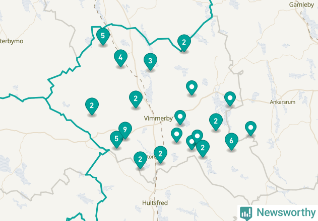 Karta över Vimmerby kommun