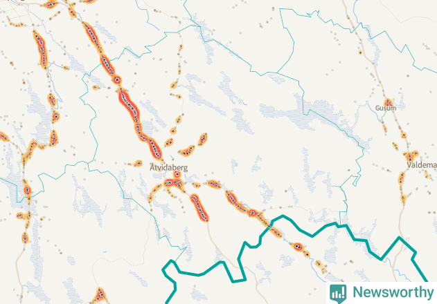 Karta över Åtvidabergs kommun