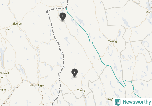 Karta över väderstationer i artikeln