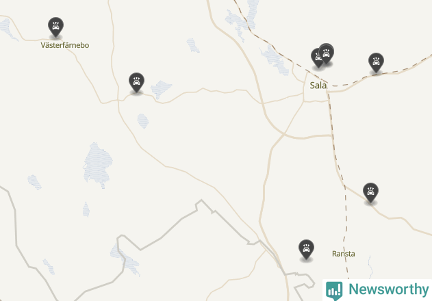 Karta över viltolyckor i Sala kommun