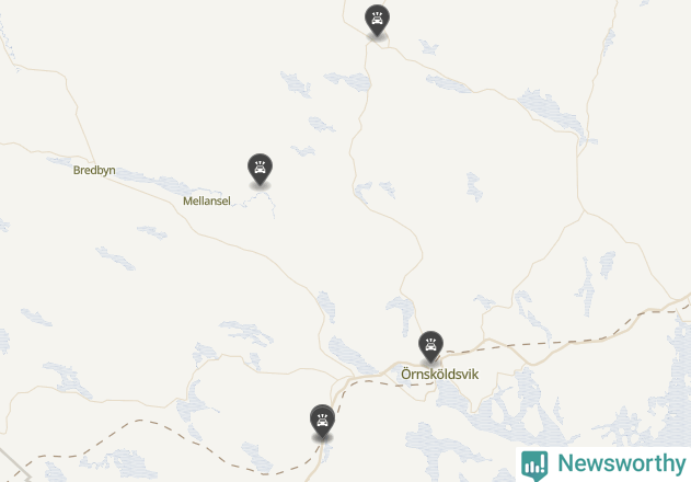 Karta över viltolyckor i Örnsköldsviks kommun