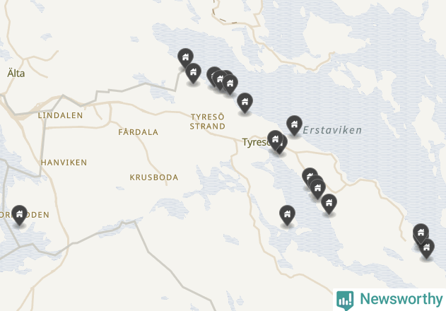 Karta över Tyresö kommun