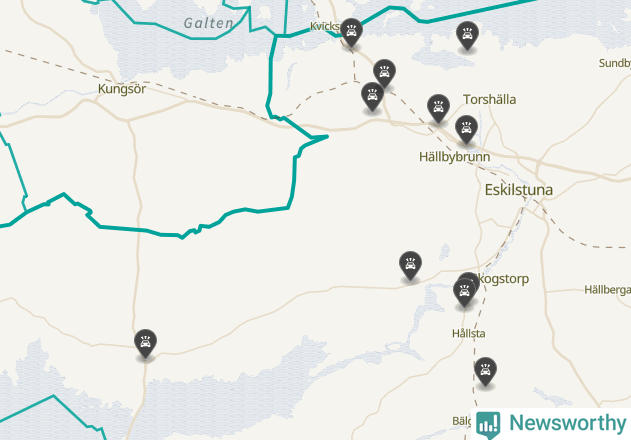 Karta över viltolyckor i Eskilstuna kommun