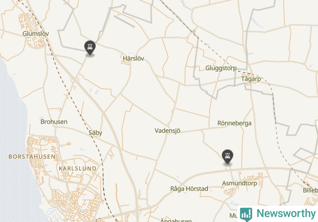 Karta över viltolyckor i Landskrona kommun