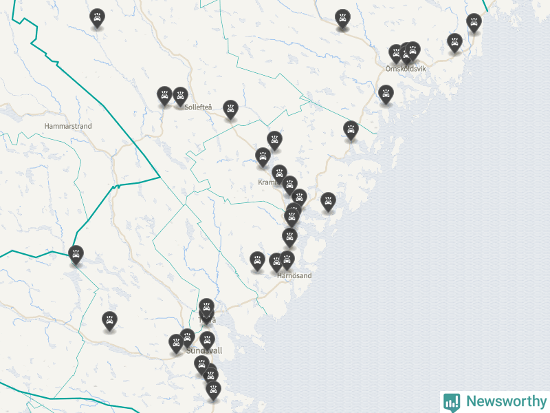 Karta över Västernorrlands län
