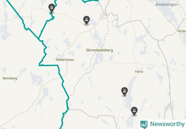 Karta över viltolyckor i Skinnskattebergs kommun