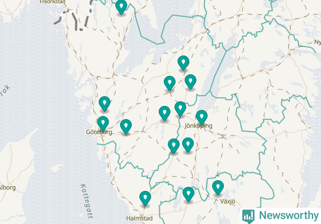 Karta över Tranemo kommun