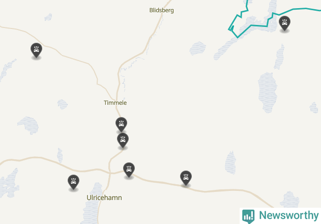 Karta över viltolyckor i Ulricehamns kommun