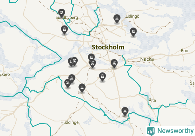 Karta över viltolyckor i Stockholms kommun