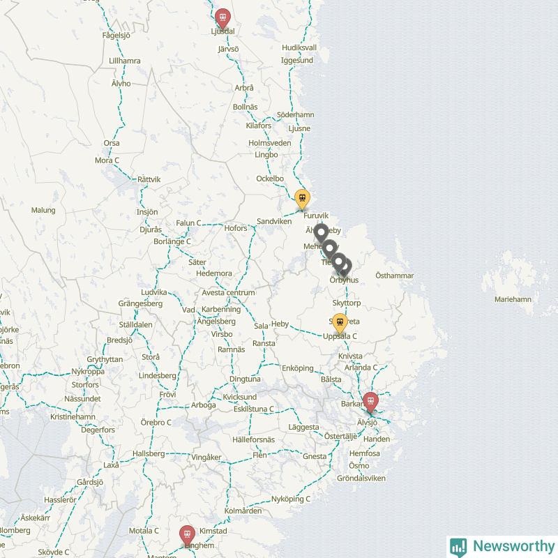 Karta över förseningar vid olika avgångsstationer