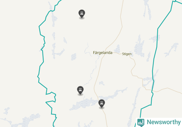 Karta över viltolyckor i Färgelanda kommun