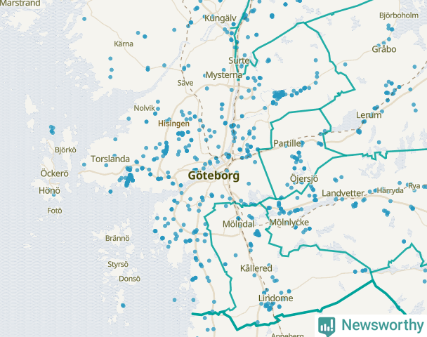 Karta över Göteborgs kommun