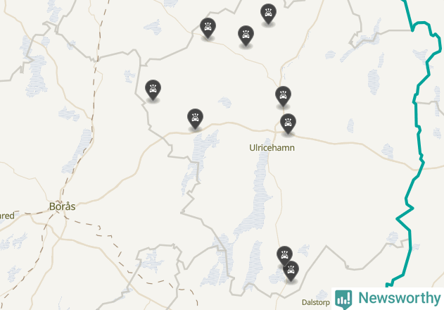 Karta över viltolyckor i Ulricehamns kommun