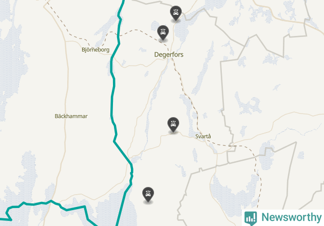Karta över viltolyckor i Degerfors kommun