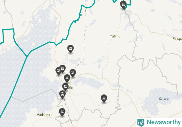 Karta över viltolyckor i Motala kommun