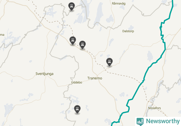 Karta över viltolyckor i Tranemo kommun