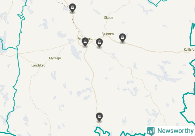 Karta över viltolyckor i Vetlanda kommun