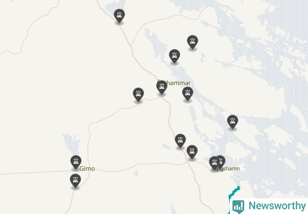 Karta över viltolyckor i Östhammars kommun