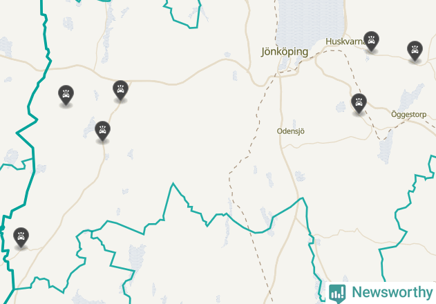 Karta över viltolyckor i Jönköpings kommun